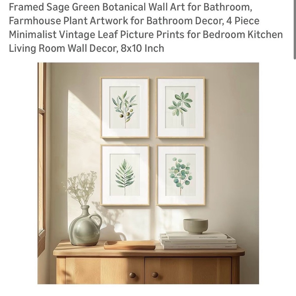 Botanical Wall Art Set - Sage Green Leaf Prints